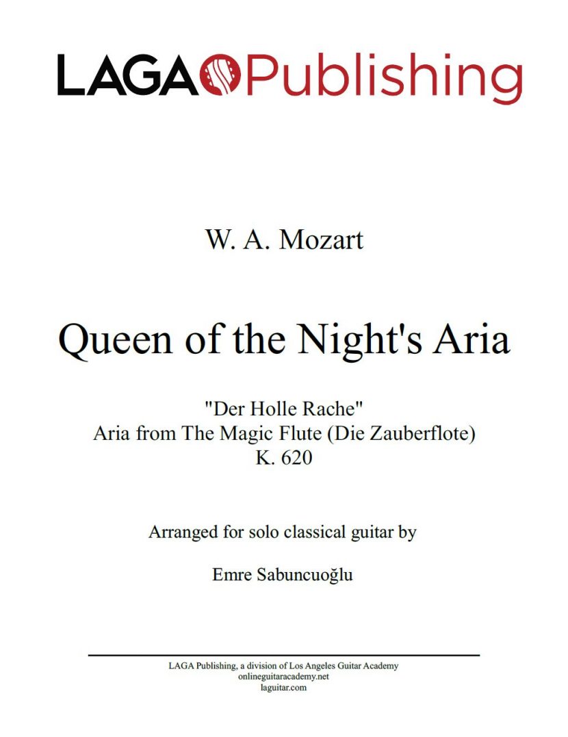 Queen of the Night’s Aria by W. A. Mozart for classical guitar
